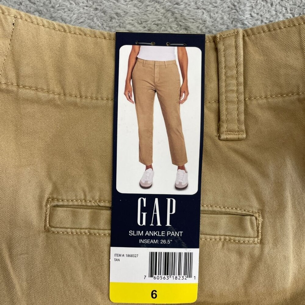Gap Women's 6 Slim Ankle Pants Chino Tan  M0726 - Picture 9 of 11